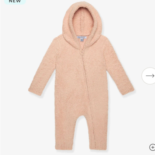 Solid Pink Daywear Dusty Blush Cuddle Hooded Romper | Posh Peanut®