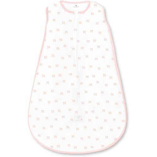 Amazing Baby Cotton Sleeping Sack, Wearable Blanket with 2-way Zipper, Pastel Pink Tiny Bows, Medium (6-12 mo)