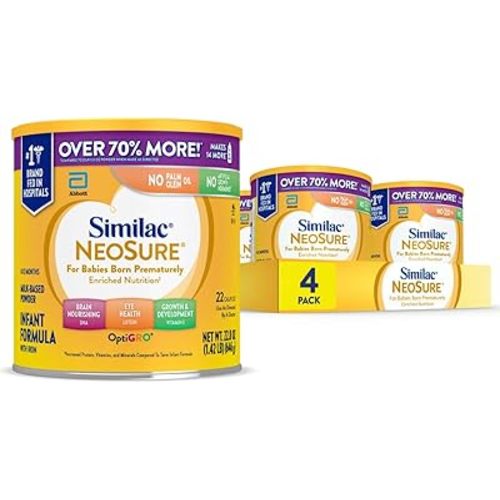 Similac NeoSure Premature Post-Discharge Infant Formula, Baby Formula Powder, 22.8-oz Value Can, Pack of 4