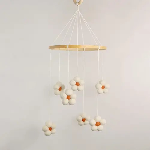 Baby Mobile for Crib - Felt Flower Mobile - Flower Baby Mobile - Boho Crib Mobile - Boho Nursery Decor - Crib Mobile for Girls, Boys - Mobile for Bassinet, Pack N Play - Flower