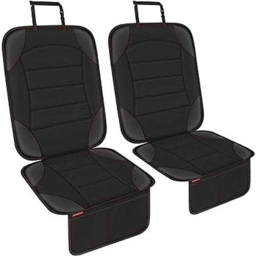 Sinvitron Car Seat Protector for Child Car Seat,Car Seat Mat for Leather Seats,Non-Slip Backing, 2 Mesh Pockets,Waterproof Seat Covers for Cars, Vehicles,Baby (2-Pack)