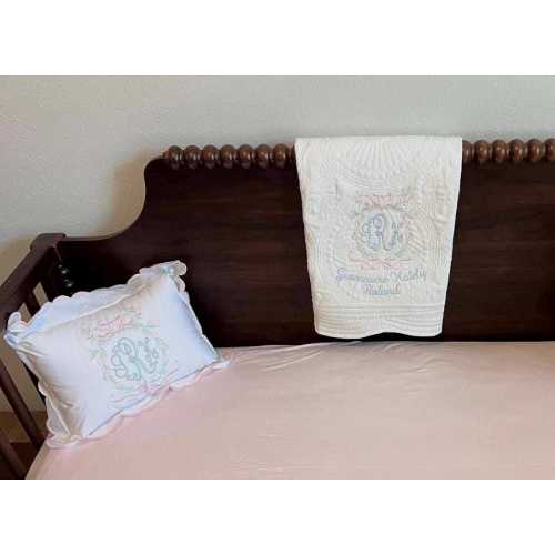Personalized Heirloom Quilt, Monogram Baby Quilt, Embroidery Baby Quilt, Nursery Set, Personalized Crest Quilt or Pillow WITH insert
