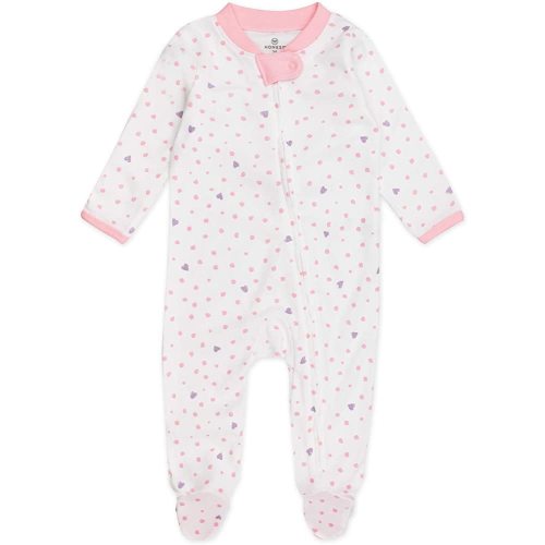 HonestBaby Sleep & Play Footed One-Piece Pajama Sleeper 100% Organic Cotton, Baby Girls