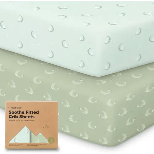 KeaBabies 2-Pack Organic Crib Sheets for Boys, Girls - 52x28 Fitted Crib Mattress Sheet Neutral, Breathable Jersey Cotton Cover for Baby Bed, Toddler Mattress, Soft & Cute Prints (Lunaris)