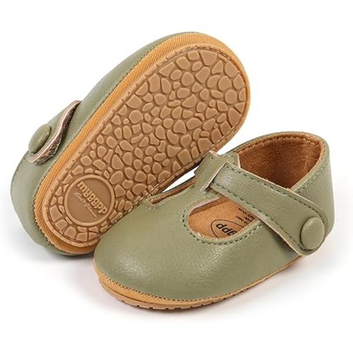 WILLFUN Baby Girls Mary Jane Flats Floral Princess Dress Crib Shoes Non-Slip for Toddler First Walkers