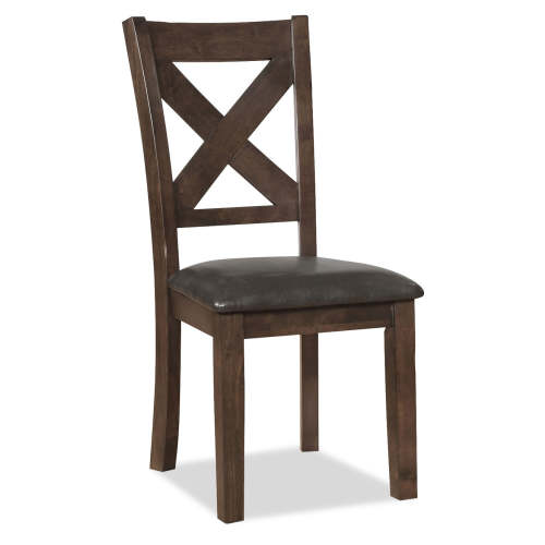 Talia Dining Chair with Vegan-Leather Fabric, Cross-Back - Brown