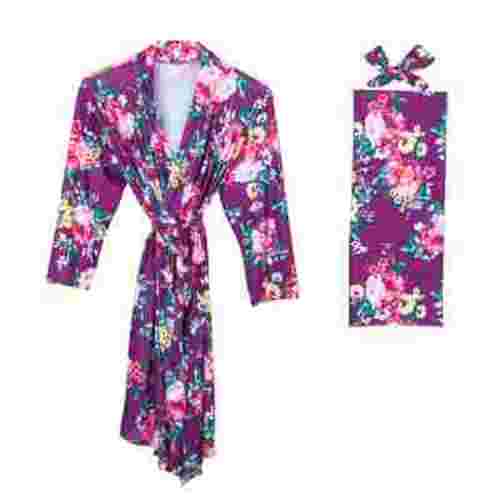 Odeerbi Pajamas for Women 2025 Maternity Pajamas Robe Matching Baby Set Labor Delivery Robe Swaddle Set S/ M