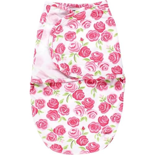Hudson Baby Unisex Baby Plush Faux Fur Swaddle Wrap, Pink Roses, 0-3 Months