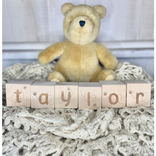 Winnie the Pooh Engraved Wooden Block Set  Custom Name  Baby - Etsy