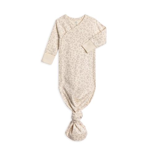 Colored Organics Baby 100% Organic Cotton Newborn Knotted Gown - Infant Indy Kimono Wrap Front Tie Knot with Mitten Cuffs
