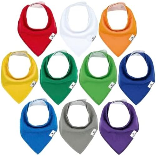 DiaperSquad's 10-Pack Baby Bibs for Drooling and Teething, Bibs for Boys, Baby Girl - Solid Cotton Baby Drool Bibs