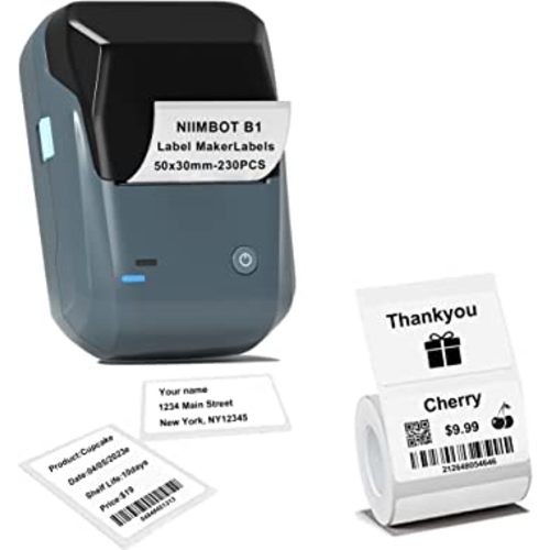 Label Makers - Niimbot B1 Thermal Label Printer 2 Inch Portable Bluetooth Label Maker with Tape Easy to Use for Office, Home, Business, Clothing, Organization, Address, Mailing(with 1.96"x1.18" Label)
