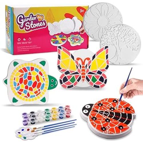 Amazon.com: Weilim Paint Your Own Stepping Stones 5-Pack for Kids, Boys & Girls Ages 3-12, Butterfly, Turtle, Flower, Tree & Ladybug DIY Outdoor Garden Art & Craft Ceramic Painting Set : Toys & Games