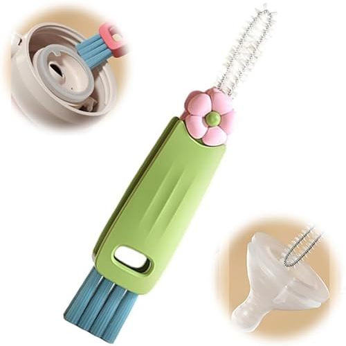 Upgraded 3 in 1 Cup Lid Cleaning Brush, 2024 New Multifunctional Lid Cleaner Brush, Portable Crevice Cleaning Brush Set for Baby Bottle Gap Tight Spaces