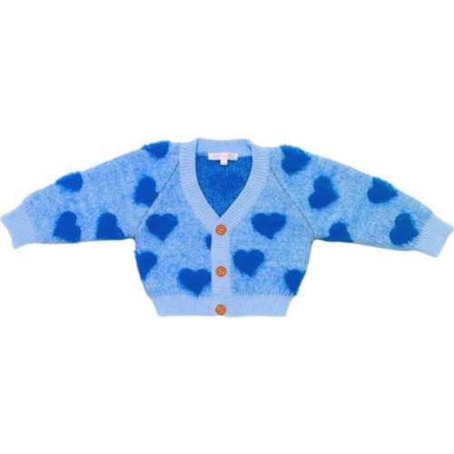 Heart to Heart Cozy Valentine's Day Cardigan, Royal Blue - Royal Babies & Tots | Maisonette
