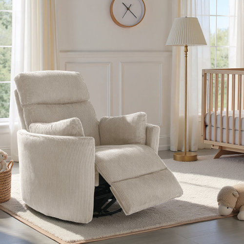 Everly Quinn Recliner Chair Swivel Rocker Glider Recliner, Nursery Glider Recliner, Corduroy Nursery Recliner Chair For Living Room With Adjustable Pillows & Reviews | Wayfair