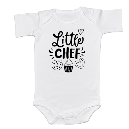 Little Cook Baby Bodysuit Kids Girl Boy SOUS CHEF Shirts Chef Onesie Family Baking Buddy Kitchen Helper Gift for Baker (0-6 Months, Little CHEF-Short Sleeve Romper)