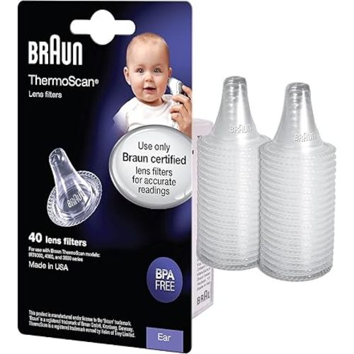 Braun ThermoScan Lens Filters for Ear Thermometer, Disposable Covers, Clear, 40 Count