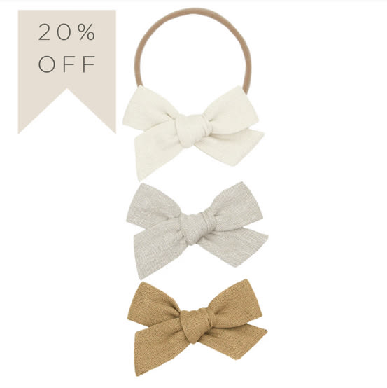 Classic Bow 3 Pack: Oatmeal Headbands