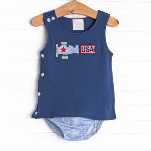 Patriotic Pilot Applique Diaper Set, Navy – Stitchy Fish