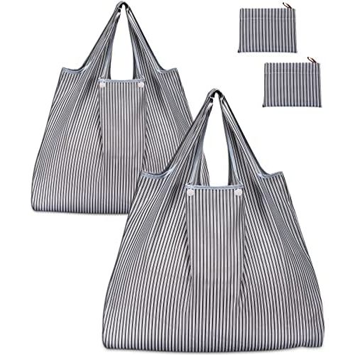 KINGMAS Reusable Grocery Bags, Eco-Friendly Folding Tote Shopping Bag fits in Pocket, Washable Waterproof Nylon Pouch Bags