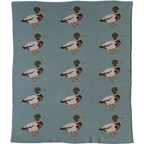 Creative Co-Op Cotton Knit Duck Print, Multicolor Baby Blanket, Multi