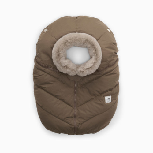 Car Seat Cocoon - Moss Brown/Greige Fur