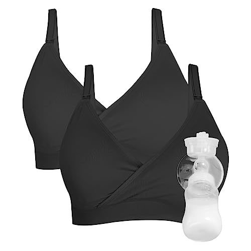 4HOW Pumping Bra Hands Free Maternity Bras for Breastfeeding Pumping and Nursing Bra in One Comfort Smooth,Great Support
