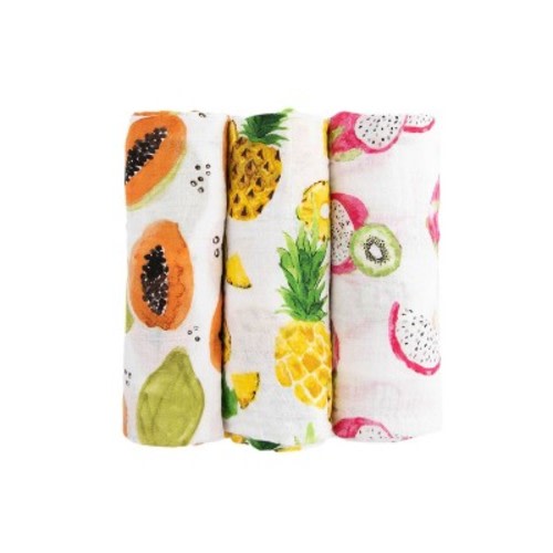 Little Unicorn Cotton Muslin Swaddle Blanket - 3pk, Color: Tropical Fruit