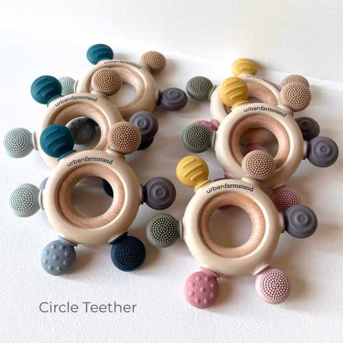 Wooden Baby Teether Silicone Teething Toy Natural Relief Baby Shower Gift Detachable Teether Sensory Toy Organic Safe Montessori Development