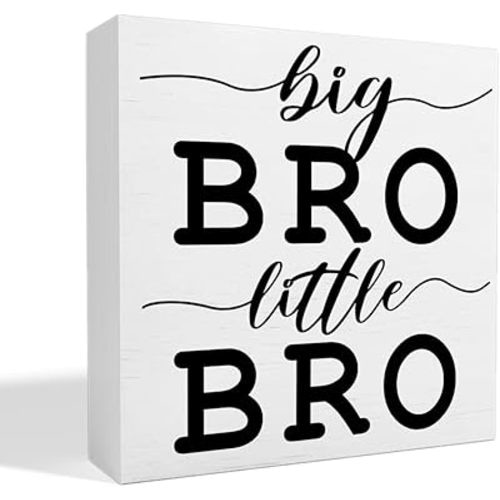 Nursery Brothers Table Decor, Nursery Newborn Baby Boys Bedroom Desk Decor Nursery Sibling Decoration for Toddler Kids Room Playroom, Big Bro Little Bro, Wooden Box Sign