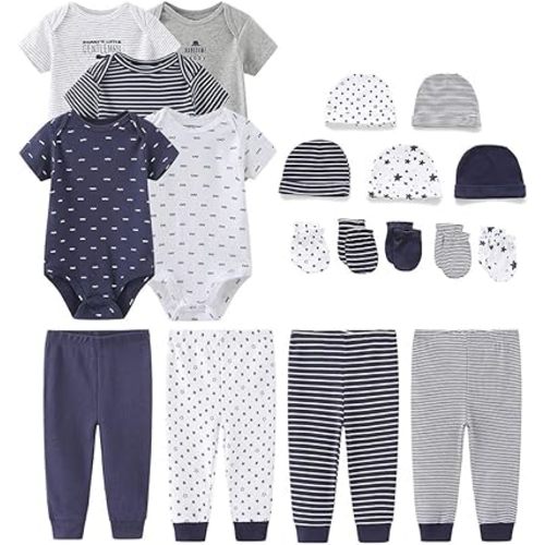Kiddiezoom Unisex Baby Layette Essentials Giftset Clothing Set 19-Piece For Newborn Baby