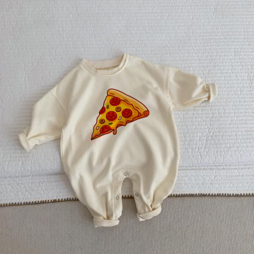 Baby Pizza Beige Romper