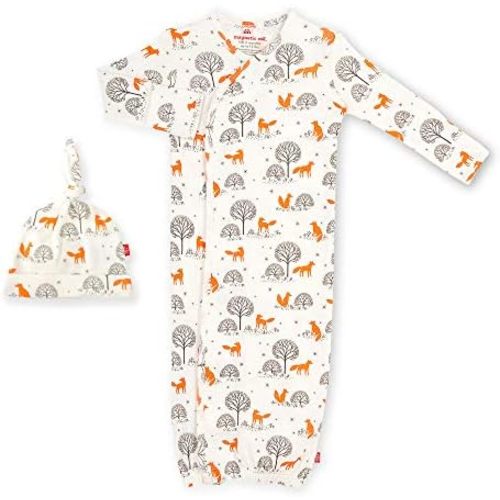 Magnetic Me by Magnificent Baby 100% Organic Cotton Sack Gown & Hat Set, Newborn to 3 Months