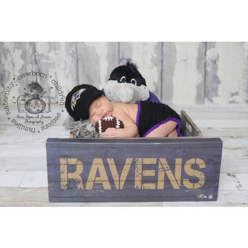 Baltimore ravens cap,,Diaper Cover, ball --Baby Football hat - crochet baby shower gift--Coming Home Outfit, Crochet Hat,,Newborn Photo Prop
