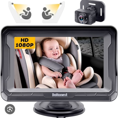 DoHonest Baby Car Camera HD 1080P - Rear-Facing Car Baby Monitor with Night Vision, Adjustable View Angle, Easy Setup, Anti-Glare Display, Safety for Kids & Infants