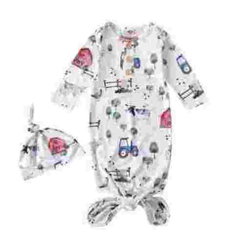 MHZLDYZ Baby Boy Clothes 0-3 Months Infant Boys Girls Long Sleeve Farm Cartoon Print Crew Neck Romper Newborn Jumpsuit Bodysuits With Hat Baby Boy Onesies Newborn Onesies Girl (White,One Size)