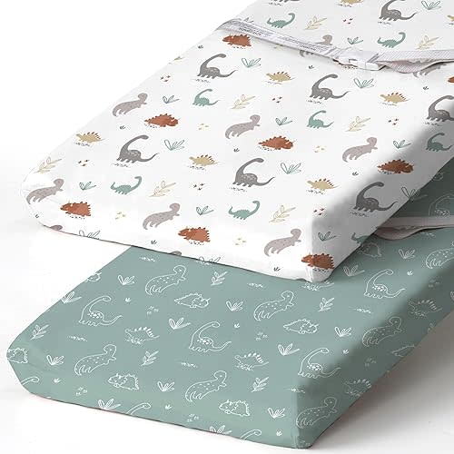 BROLEX Changing Pad Covers for Baby: Boy Girls Ultra Stretchy Soft 2 Pack Cute Dinosaurs