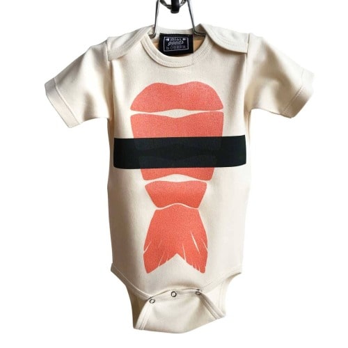 Shrimp Nigiri Infant Bodysuit, (Size: 6m) Shrimp Sushi Baby Snapsuit. Sushi costume, funny baby gift. Sushi lover gift, sushi bodysuit cute baby romper
