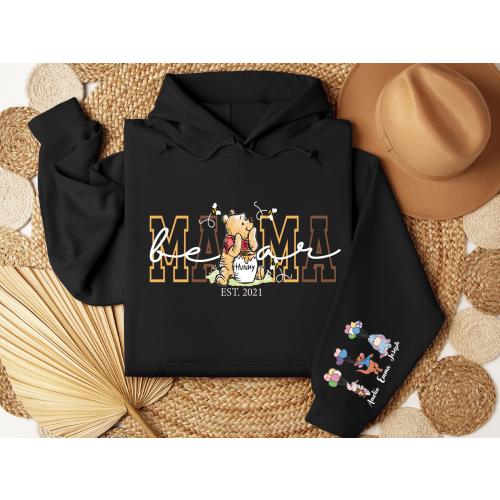 Custom Mama Bear Sweatshirt for Mom, Sweater for Mother’s Day, Personalized Winnie the Pooh Hoodie, Classic Pooh Bear Tee Customizable Shirt