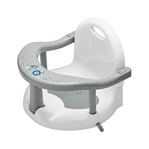 Newborn Infant Baby Bath Seat, Non-Slip Infants Baby Bath Chair for Bathtub, Cute Shape Baby Shower Chairs for Tub Sitting up, Surround Bathroom Seats for Baby 6-18 Months (Grey Baby Bathtub Seat)