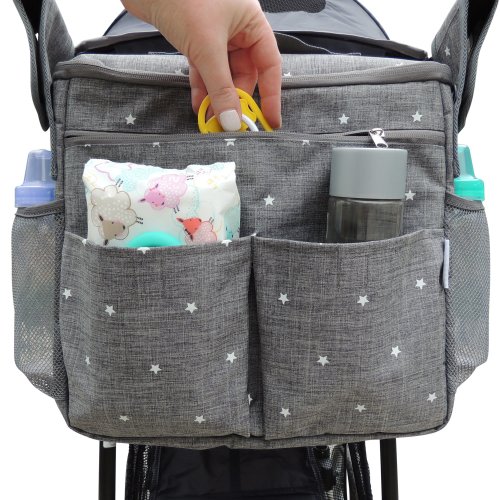 Parents Stroller Organizer Bag - Fits All Baby Stroller Models. Travel Bag with Shoulder Strap for Carrying Bottles, Diapers, Toys & Snacks. Insulated Cooling System, Cup Holder & Storage Pockets