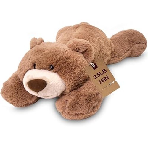 Weighted Plush Stuffed Animals,Microwavable Brown Bear Heated Stuffed Animal Heating Pads for Adults & Kids, Plush for Stress Relief for Boys Girls Birthday Parties Supplies Favor Stocking Stuffers