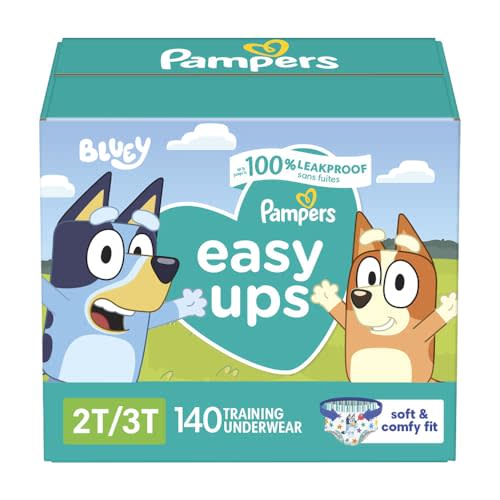 Pampers Training Pants - Easy Ups Boys & Girls Bluey - Size 2T-3T, 140 Count, Children's Potty Underwear (Packaging May Vary)