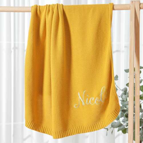 Embroidered Baby Name Blanket, Personalized First Birthday Gifts for Baby, Knitted Blanket, Newborn Gifts, Baby Shower Gift, New Baby Gifts