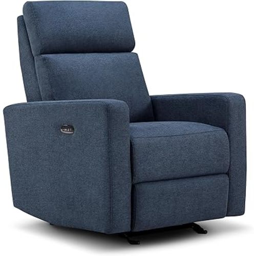 Nurture& The Glider Premium Power Recliner Nursery Glider Chair with Adjustable Head Support | Designed with a Thoughtful Combination of Function and Comfort | Built-in USB Charger (Navy)