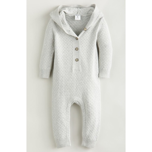 Hooded Pointelle Sweater Romper