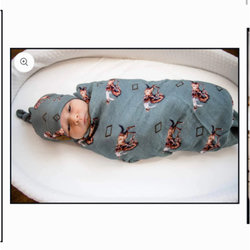 Teal Bronc Bamboo Muslin Swaddle – Cowkid Clothing Company