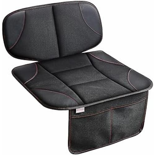 Siivton Car Seat Protector for Kids, Anti-Slip Design, Thick Padding, Prevents Seat Marks, 2 Storage Pockets for Toys & Snacks, Fits Most Cars, Black - 1 Pack