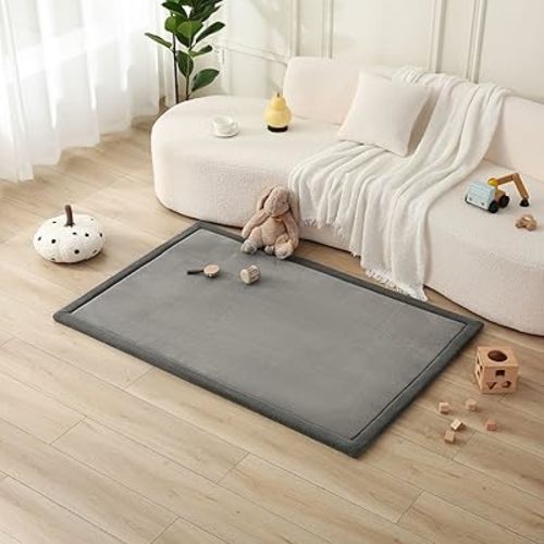 Hakuna Matte CloudSoft Baby Play Mat for Floor 40" x 60" Dark Gray – Coral Velvet Memory Foam Rug for Crawling & Cozy Play – Non-Slip, Water-Resistant, Easy-Care Tummy Time Mat, Playmat for Playpen